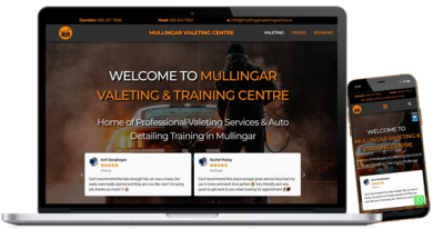 Mullingar Valeting Centre laptop and smartphone website preview